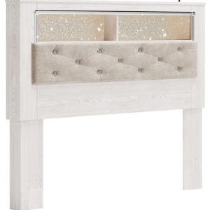 Altyra Queen Upholstered Panel Bookcase Headboard