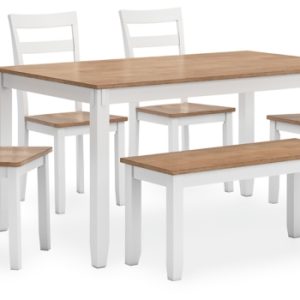Gesthaven Dining Table with 4 Chairs and Bench (Set of 6)
