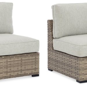 Calworth Outdoor Armless Chair with Cushion (Set of 2)